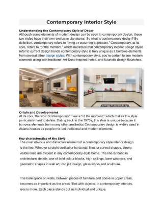 Contemporary Interior Style