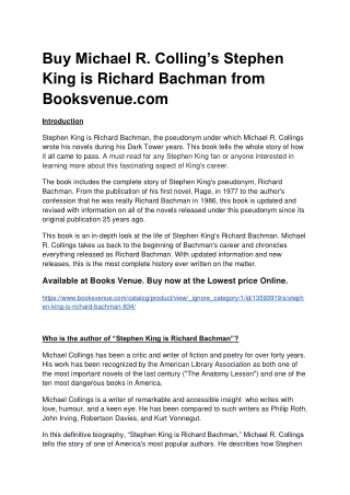 Stephen King is Richard's Bachman