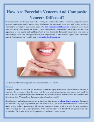 How Are Porcelain Veneers And Composite Veneers Different?