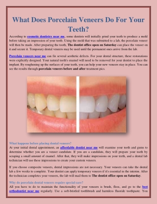 What Does Porcelain Veneers Do For Your Teeth?