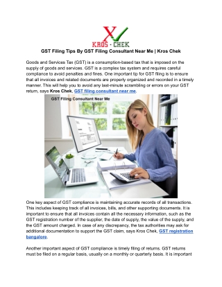 _GST Filing Tips By GST Filing Consultant Near Me _ Kros Chek