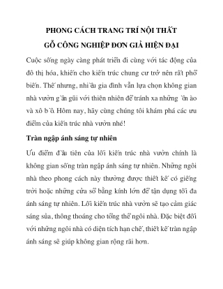 Phong cách trang trí nội thất gỗ công nghiệp hiện đại