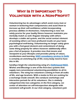 Why Is It Important To Volunteer with a Non-Profit