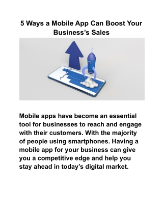 5 Ways a Mobile App Can Boost Your Business’s Sales