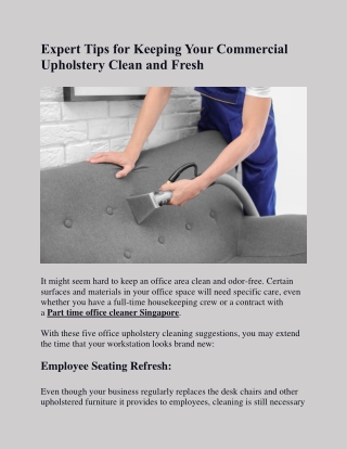 Expert Tips for Keeping Your Commercial Upholstery Clean and Fresh