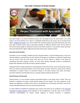 Ayurvedic Treatment of Herpes Simplex