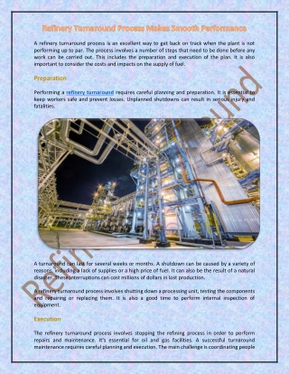 Refinery Turnaround Process Makes Smooth Performance