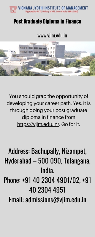 Post Graduate Diploma in Finance - Vjim.edu.in