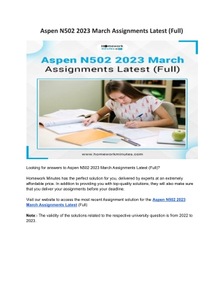 Aspen N502 2023 March Assignments Latest (Full)