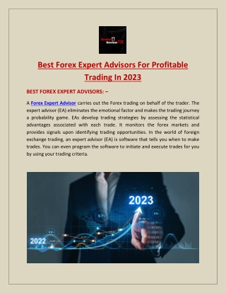 Best Forex Expert Advisors For Profitable Trading In 2023