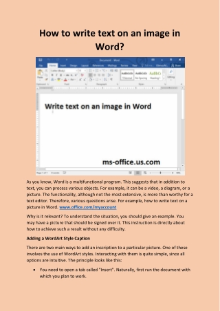 How to write text on an image in Word?