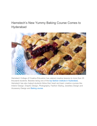 Hamstech’s New Yummy Baking Course Comes to Hyderabad