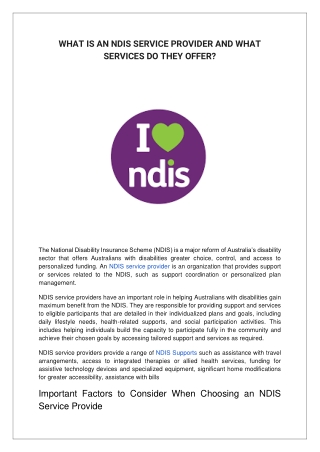 WHAT IS AN NDIS SERVICE PROVIDER AND WHAT SERVICES DO THEY OFFER