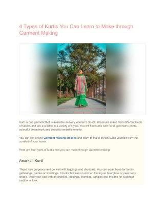 4 Types of Kurtis You Can Learn to Make through Garment Making (1)