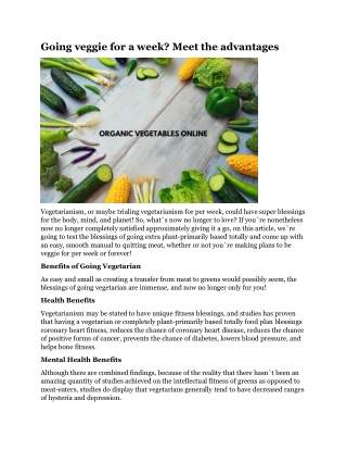 Going veggie for a week Meet the advantages