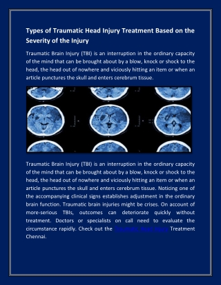 Types of Traumatic Head Injury Treatment Based on the Severity of the Injury