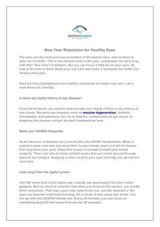 New Year Resolution for Healthy Eyes