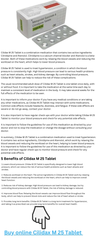 Cilidax M 25 Tablet  View Uses, Side Effects, Price and Substitutes  Liboc Davamart