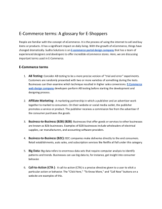 E-Commerce terms: A glossary for E-Shoppers