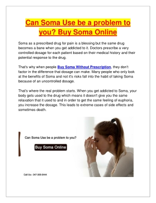 Can Soma Use be a problem to you? Buy Soma Online