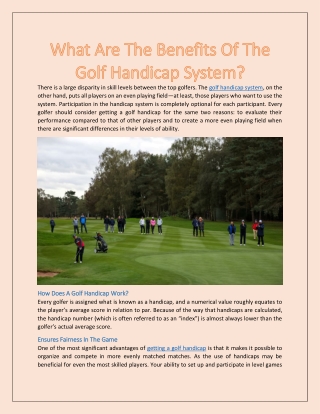 What Are The Benefits Of The Golf Handicap System