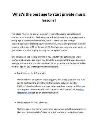 What's the best age to start private music lessons