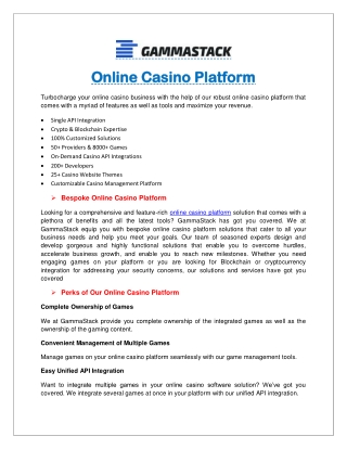 Online Casino Platform