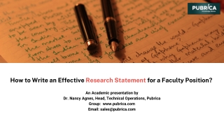 How to Write an Effective Research Statement for a Faculty Position