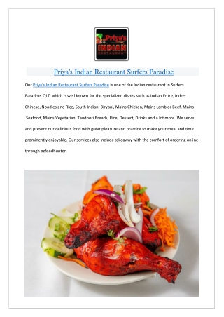 Grab Upto 20% offer - Priya's Indian Restaurant - Order Now