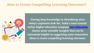 How to Create Compelling Learning Outcomes?