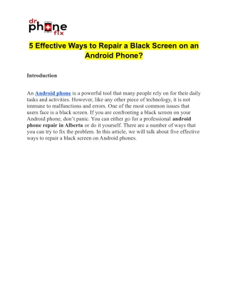 5 Effective Ways to Repair a Black Screen on an Android Phone_