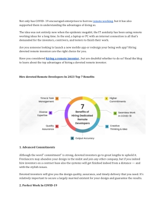 Why You Should Hire A Dedicated Remote Developer In 2023