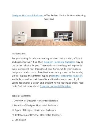 Designer Horizontal Radiators