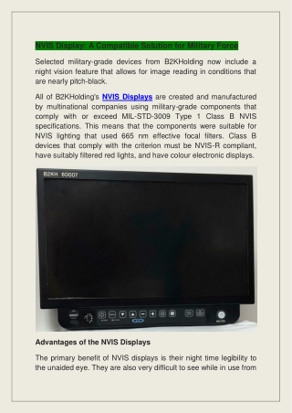 NVIS Display: A Compatible Solution for Military Force