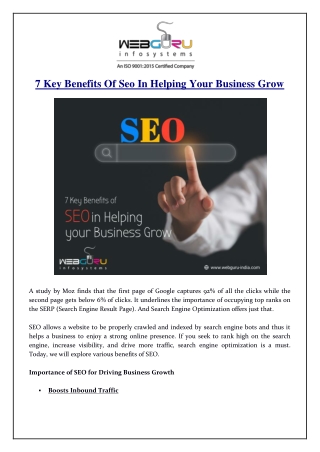 7 Key Benefits Of Seo In Helping Your Business Grow