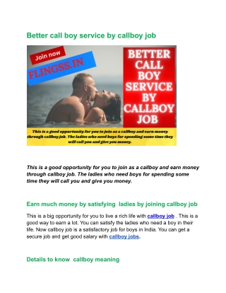 Better call boy service by callboy job