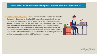 Need A Reliable GST Consultant in Singapore? Find Out What You Should Look For