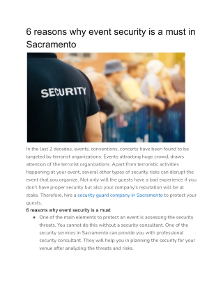 6 reasons why event security is a must in Sacramento