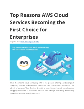 Top Reasons AWS Cloud Services Becoming the First Choice for Enterprises