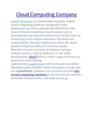 Cloud Computing Company