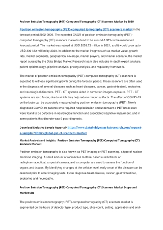 Positron Emission Tomography (PET)-Computed Tomography (CT) Scanners Market by 2029