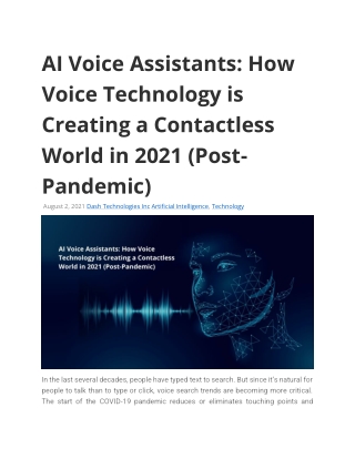 AI Voice Assistants: How Voice Technology is Creating a Contactless World