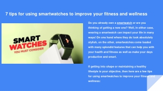 7 tips for using smartwatches to improve your fitness and wellness