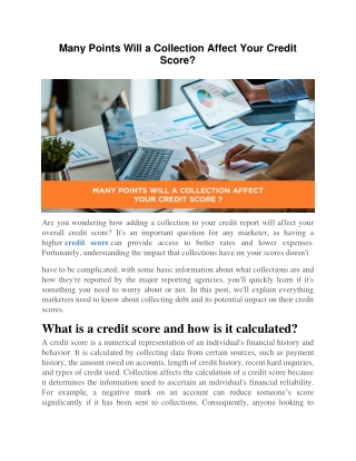 Many Points Will a Collection Affect Your Credit Score?