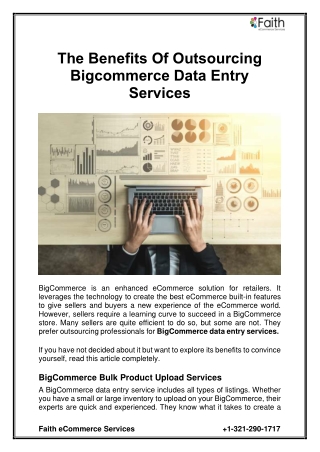 The Benefits Of Outsourcing Bigcommerce Data Entry Services