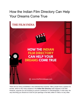 How the Indian Film Directory Can Help Your Dreams Come True.docx