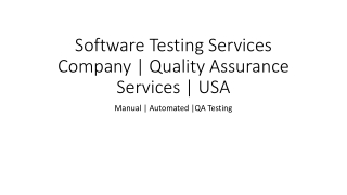 Software Testing Services Company | Quality Assurance Services | USA