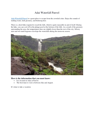 Adai Waterfall Panvel