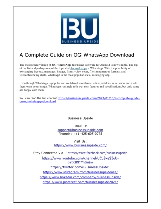 A Complete Guide on OG WhatsApp Download