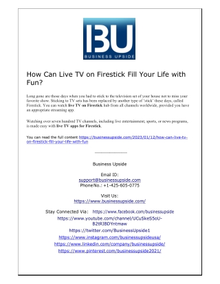 How Can Live TV on Firestick Fill Your Life with Fun